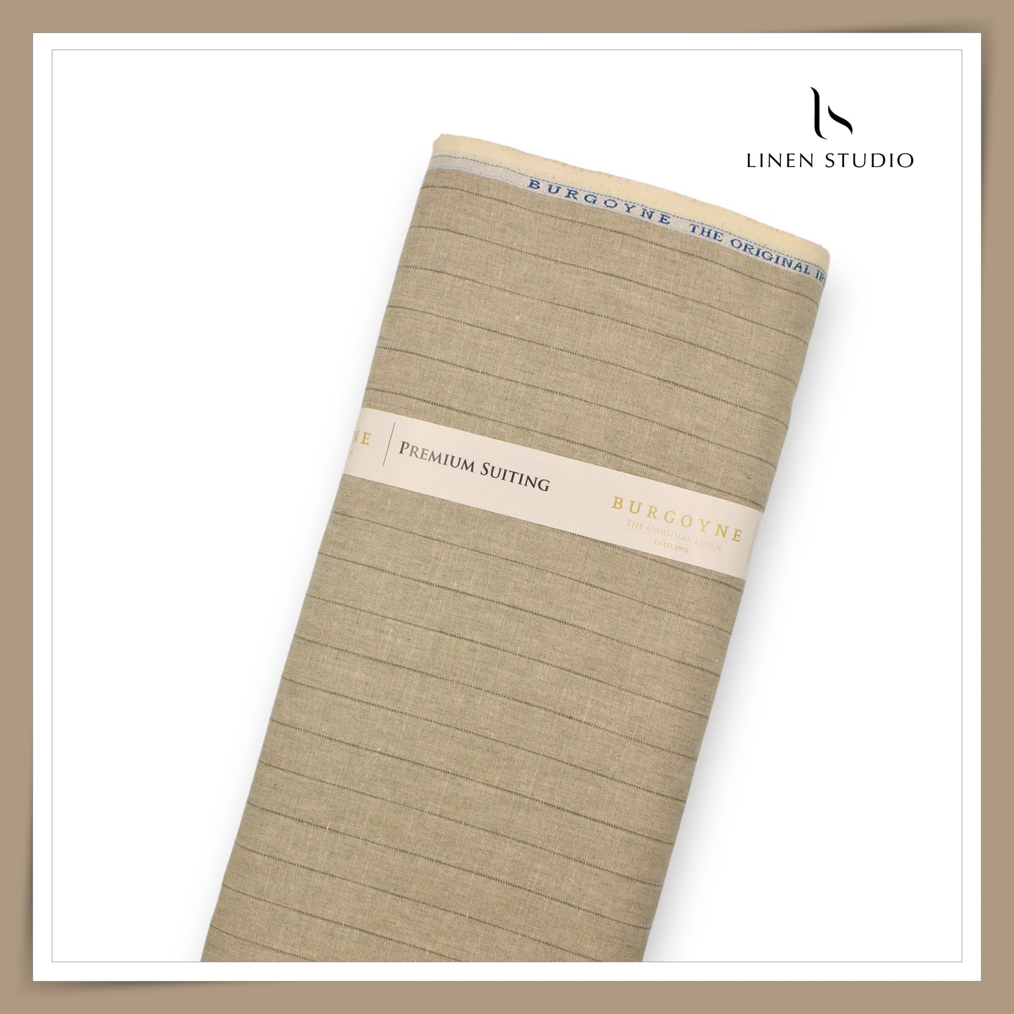 40 Lea Premium Linen Suiting by Burgoyne - Dark Natural Stripes (NEW) (Most Selling)