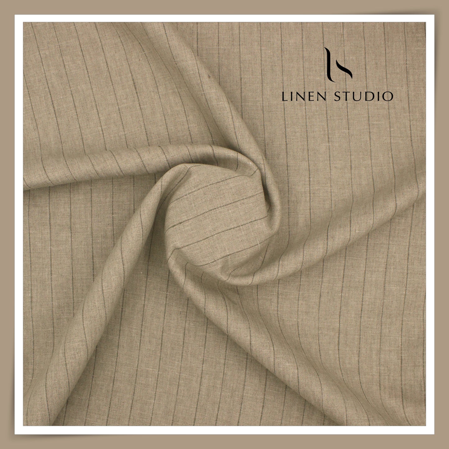 40 Lea Premium Linen Suiting by Burgoyne - Dark Natural Stripes (NEW) (Most Selling)