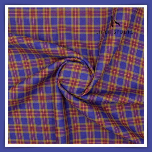 Burgoyne Flannel Checks Twill Fabric - Sport Dark Blue (65% SALE)