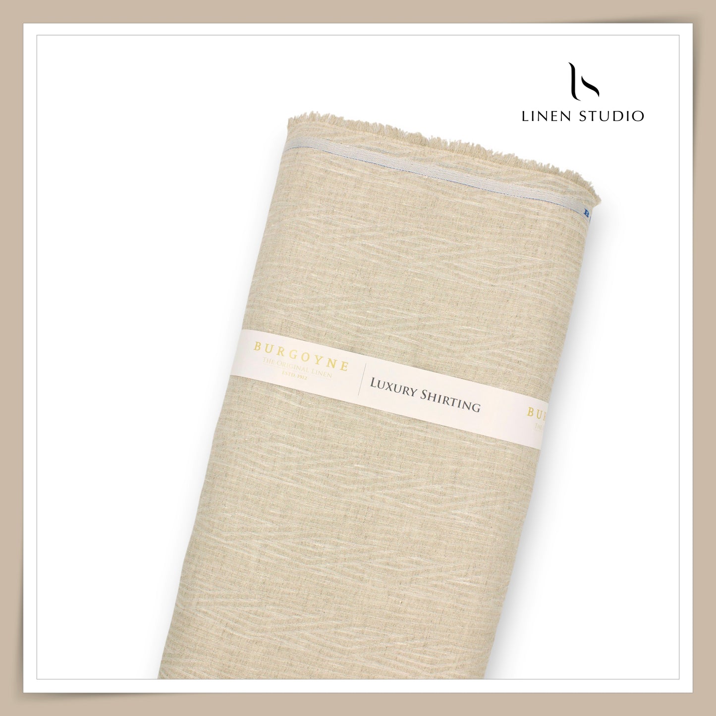 Burgoyne 70 Lea Premium Linen Jacquard Shirting - Oatmeal Groovy Stripes (NEW)