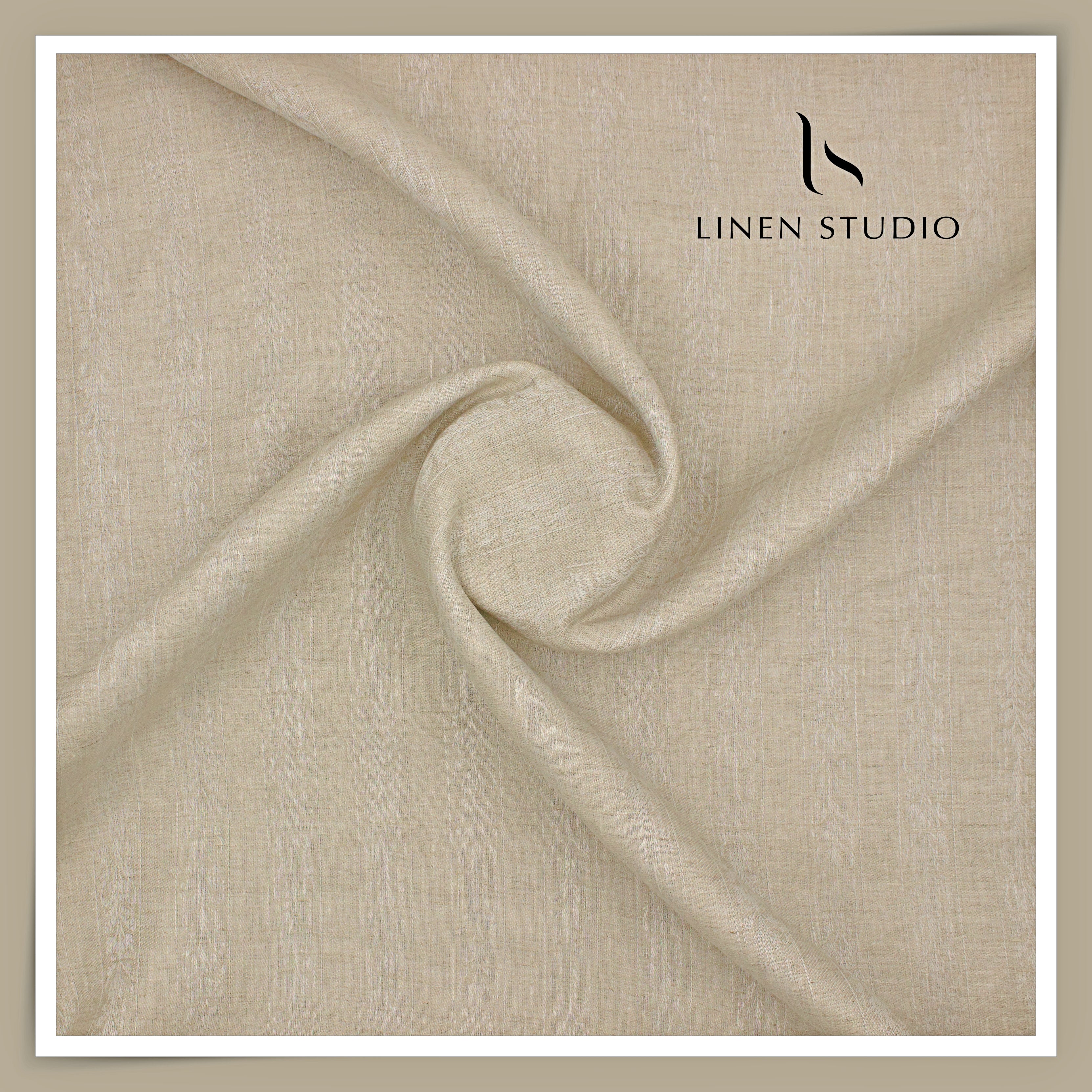 Burgoyne 70 Lea Premium Linen Jacquard Shirting - Oatmeal Designer Str ...