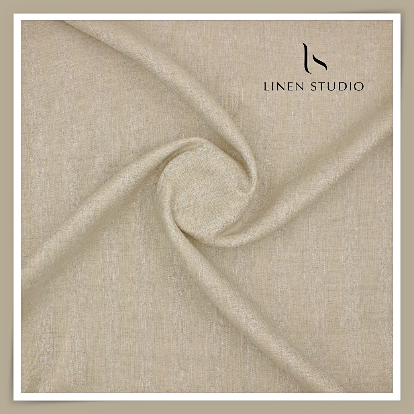 Burgoyne 70 Lea Premium Linen Jacquard Shirting - Oatmeal Designer Stripes (NEW) (Zoom In)