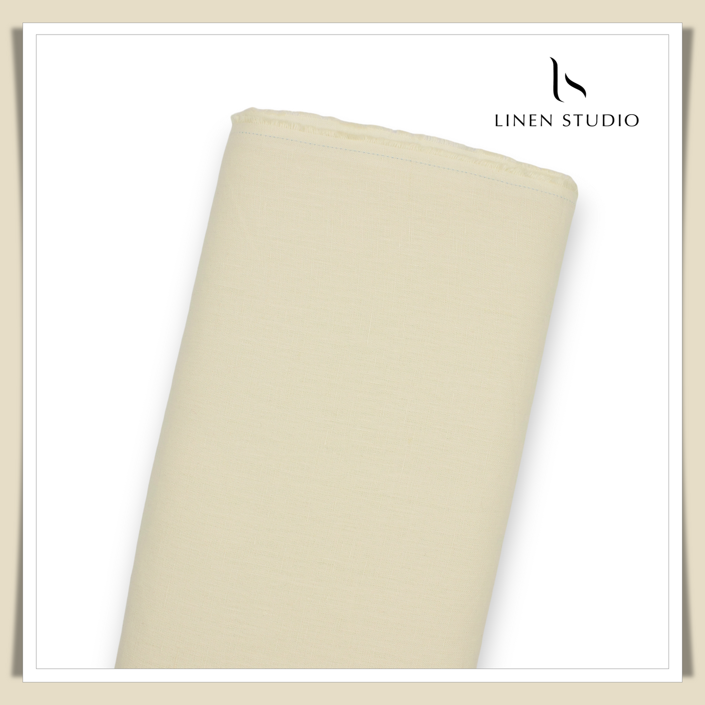 Pure Linen Cream Semi Suiting - Burgoyne without selvage - Linen Studio