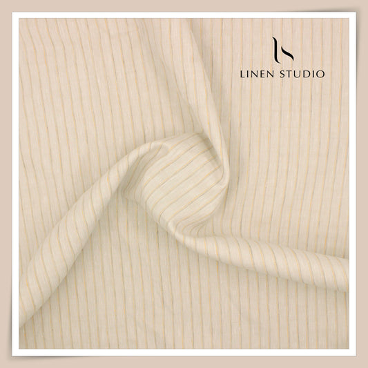 80 Lea Pure Linen Premium Shirting by Burgoyne - Albescent White Stripes (NEW)