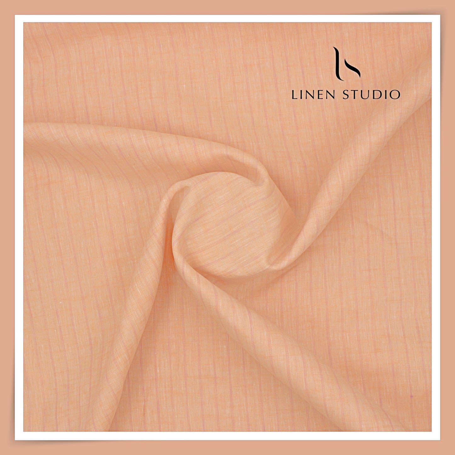 80 Lea Pure Linen Premium Shirting by Burgoyne - Cashmere Orange Stripes (NEW)