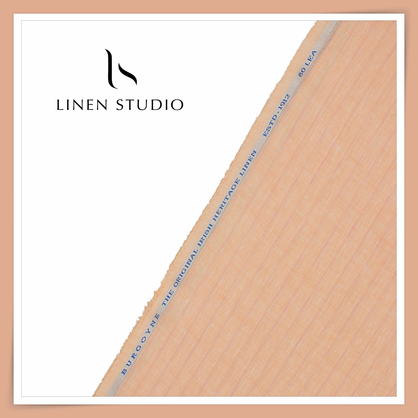 80 Lea Pure Linen Premium Shirting by Burgoyne - Cashmere Orange Stripes (NEW)