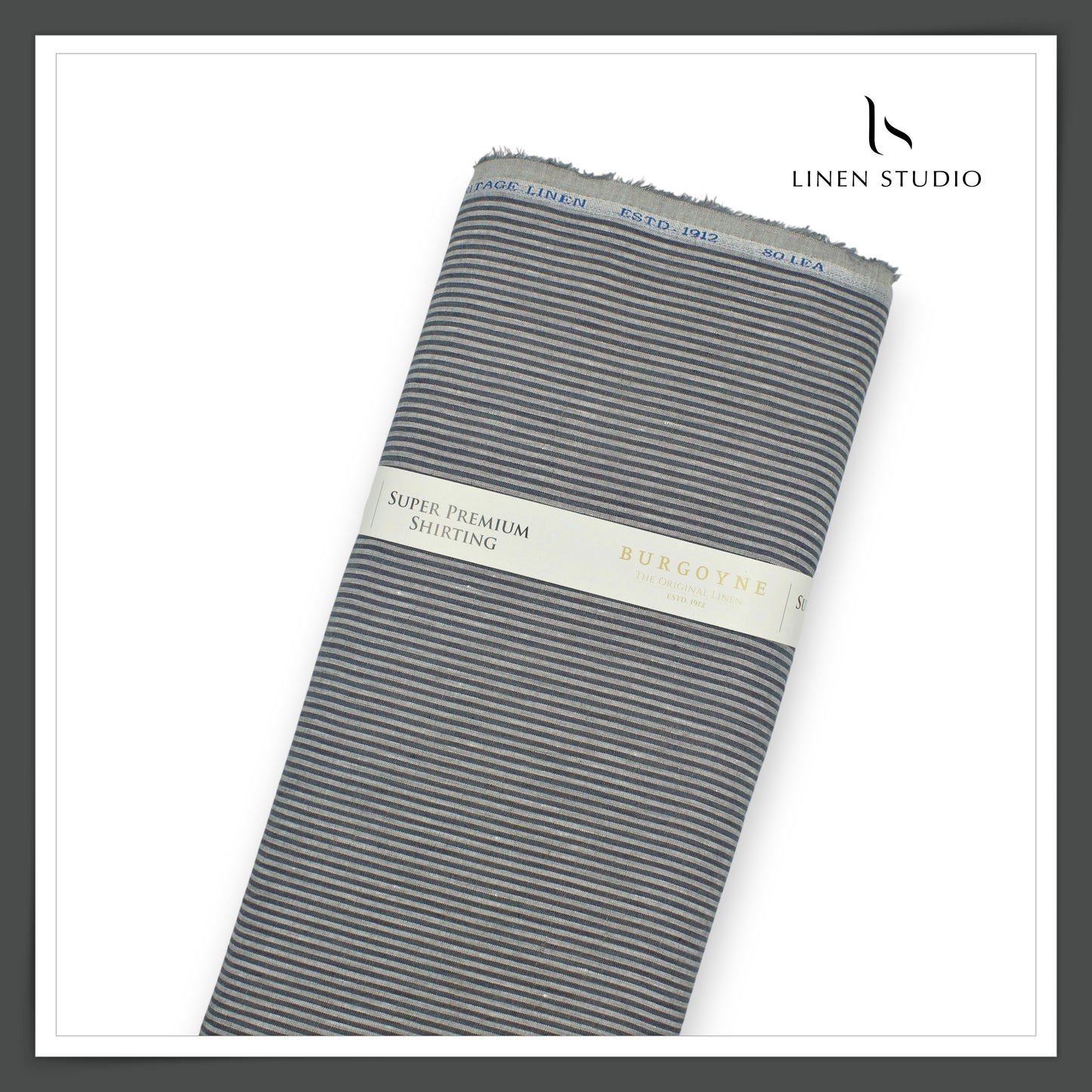 80 Lea Pure Linen Premium Shirting by Burgoyne - 3 Shades Of Grey Stripes (NEW)