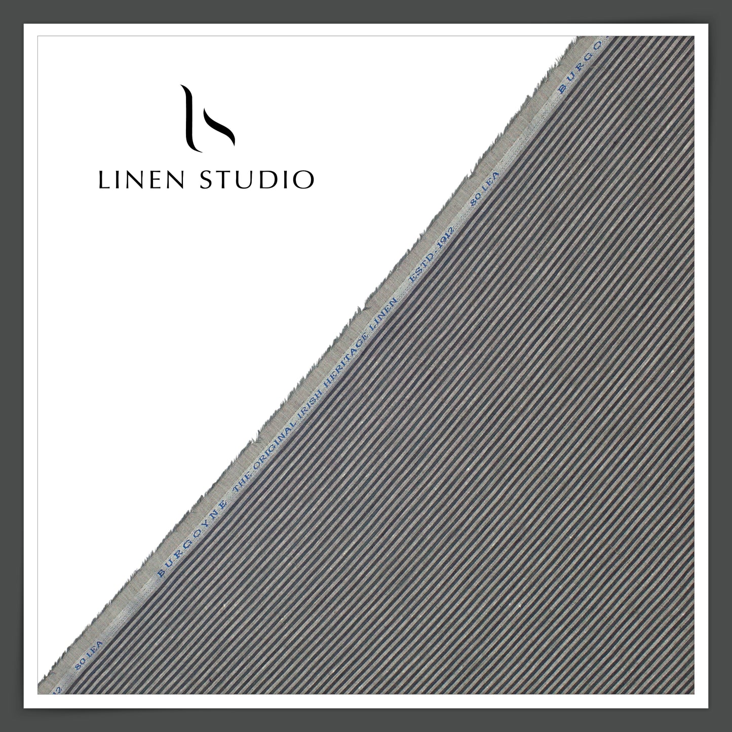 80 Lea Pure Linen Premium Shirting by Burgoyne - 3 Shades Of Grey Stripes (NEW)