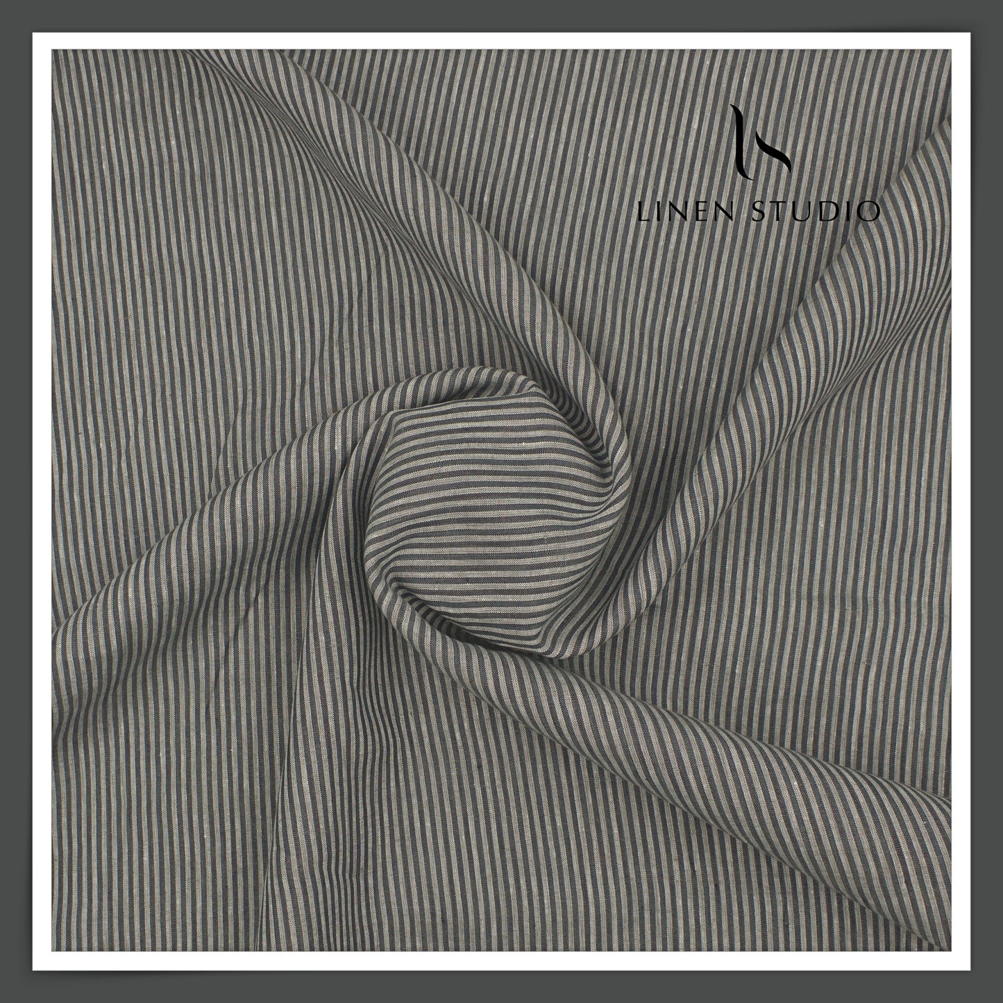80 Lea Pure Linen Premium Shirting by Burgoyne - 3 Shades Of Grey Stripes (NEW)