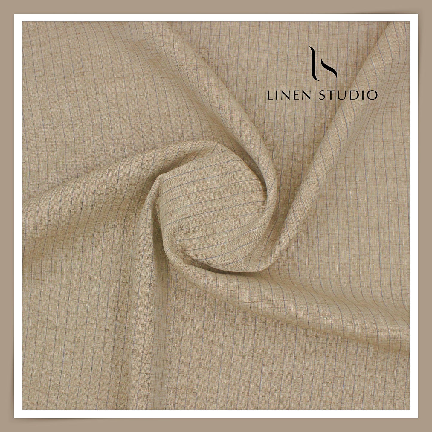 80 Lea Pure Linen Premium Shirting by Burgoyne - Rodeo Dust Stripes (NEW)