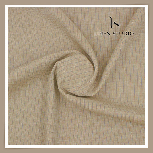 80 Lea Pure Linen Premium Shirting by Burgoyne - Rodeo Dust Stripes (NEW)