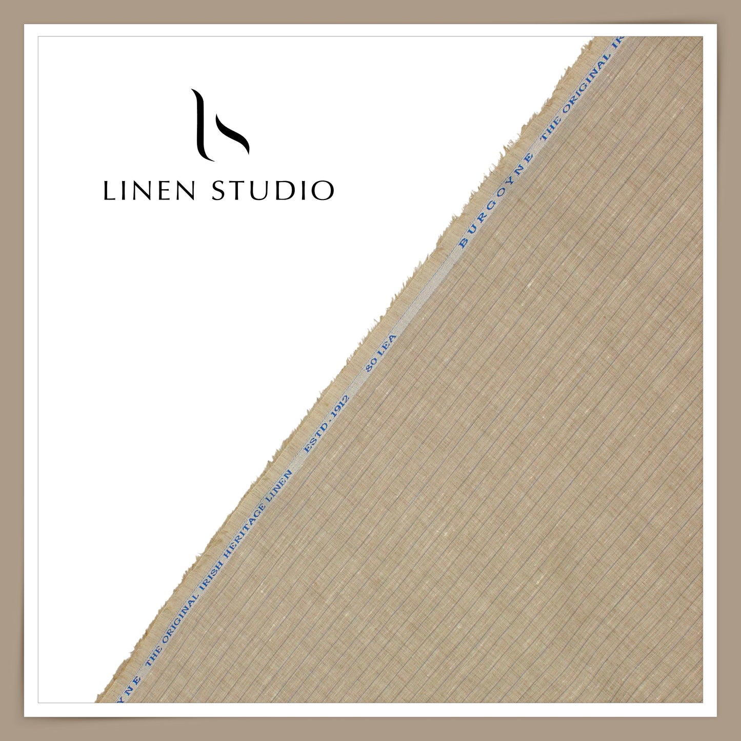 80 Lea Pure Linen Premium Shirting by Burgoyne - Rodeo Dust Stripes (NEW)