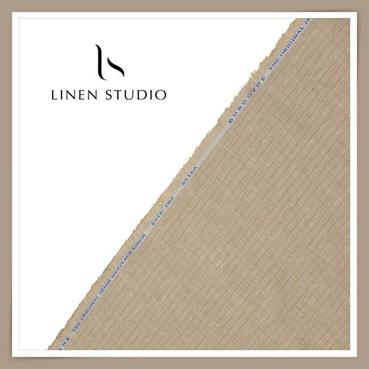 80 Lea Pure Linen Premium Shirting by Burgoyne - Rodeo Dust Stripes (NEW)