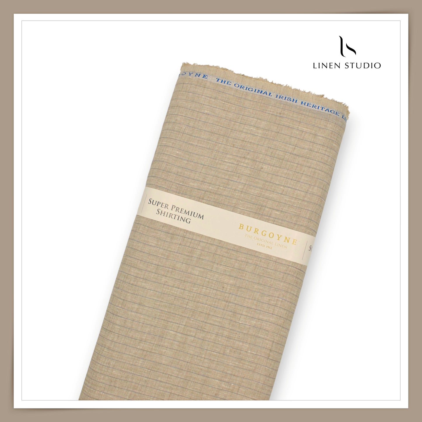 80 Lea Pure Linen Premium Shirting by Burgoyne - Rodeo Dust Stripes (NEW)