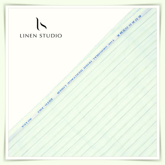 Burgoyne 80 Lea Luxury Shirting - Mint Green Stripes