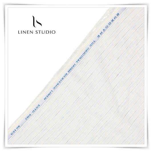 Burgoyne 80 Lea Luxury Shirting - Cream with Multi-coloured Stripes