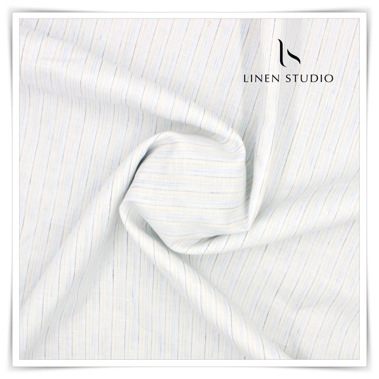 Burgoyne 80 Lea Luxury Shirting - Cream with Multi-coloured Stripes