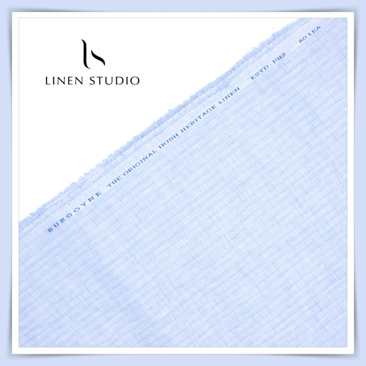 Burgoyne 80 Lea Luxury Shirting - Light Blue with Stripes