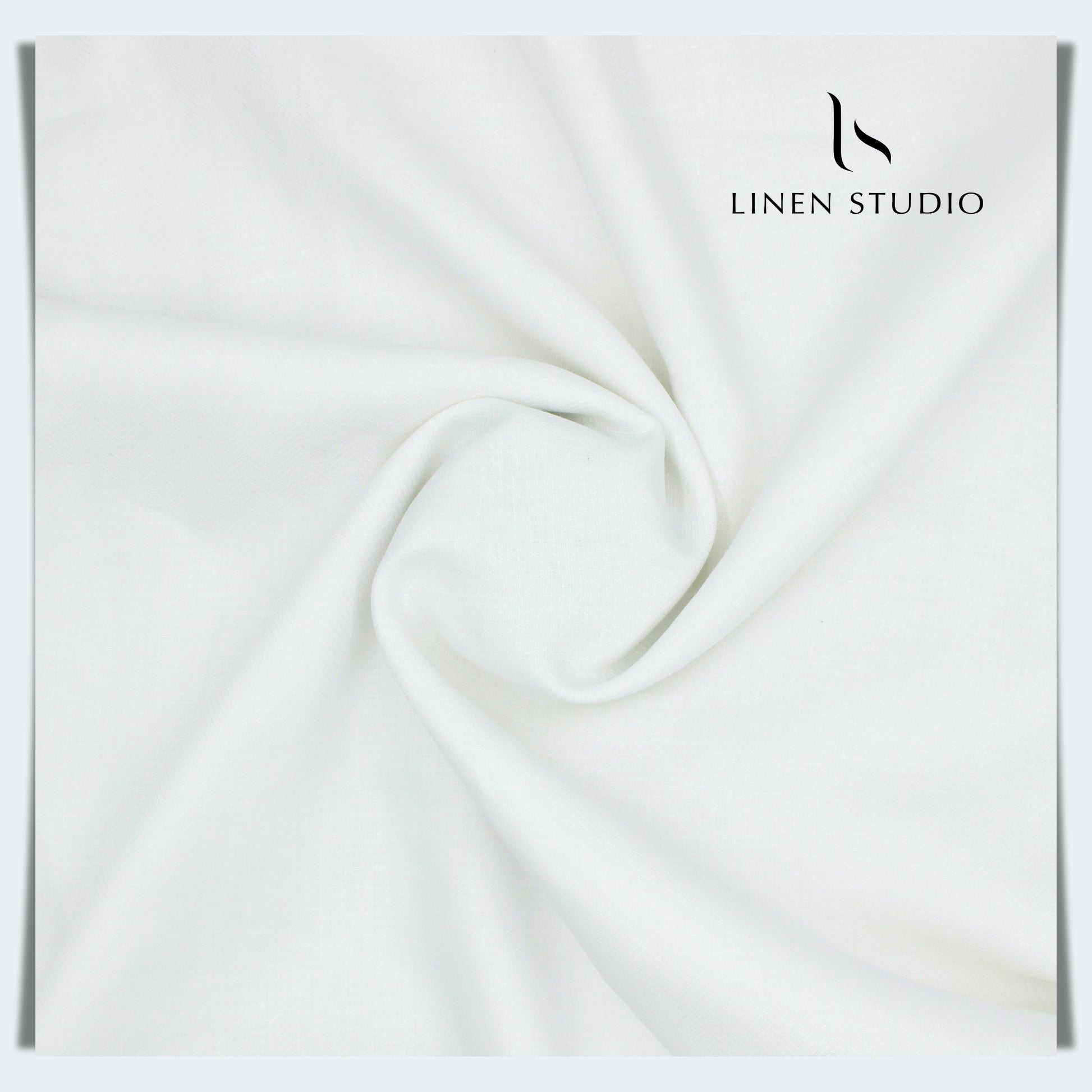 White Herringbone Pattern Burgoyne - Pure Linen 70 Lea - Linen Studio