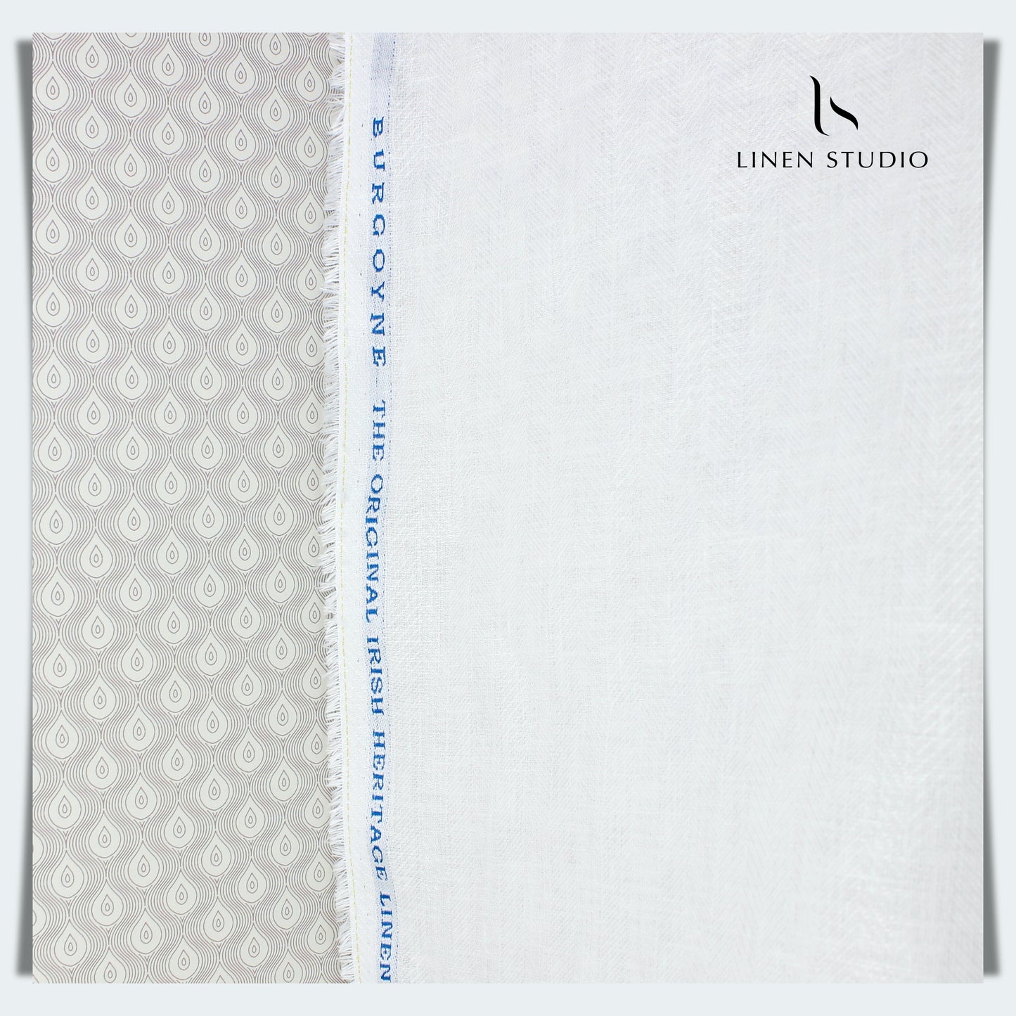 White Herringbone Pattern Burgoyne - Pure Linen 70 Lea