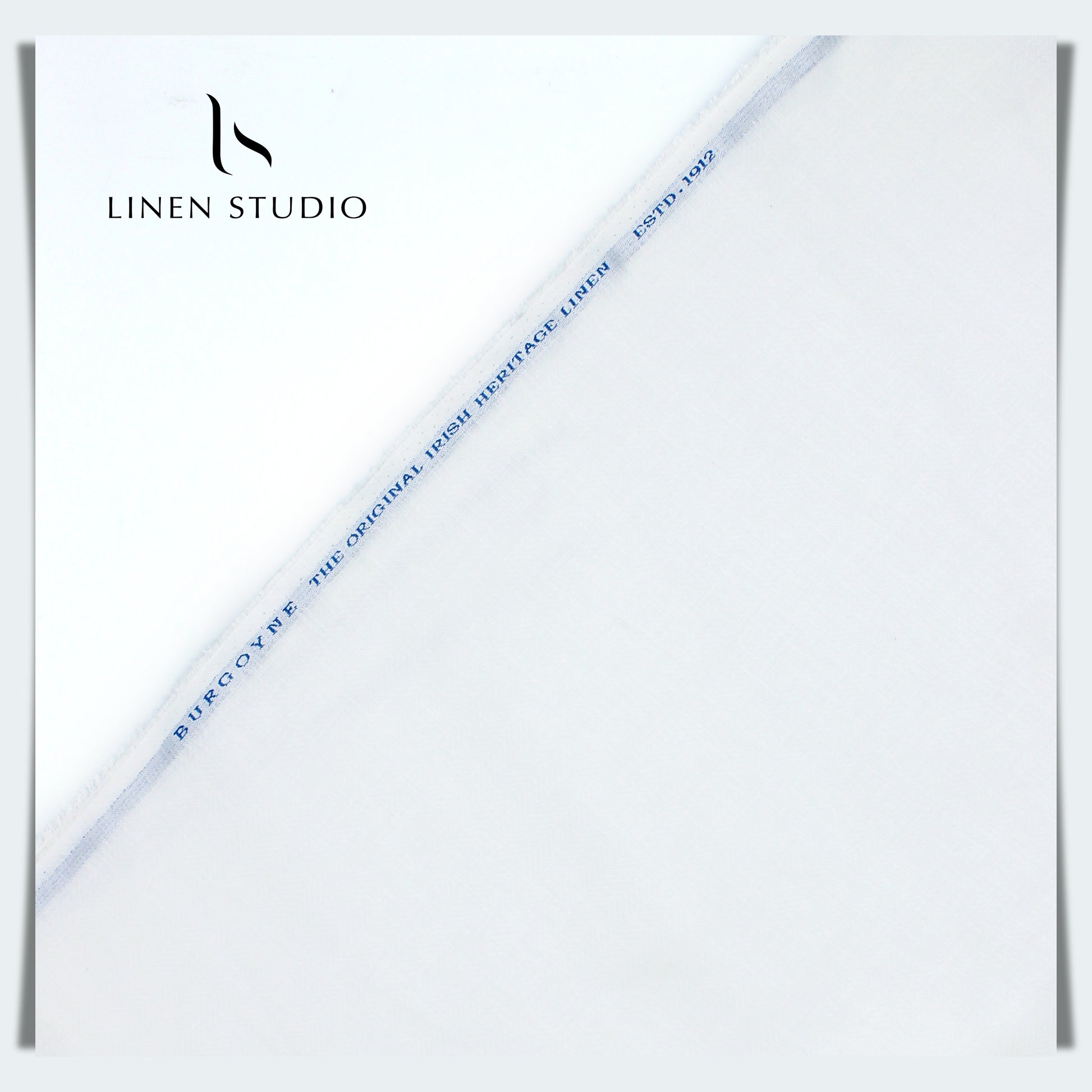 White Herringbone Pattern Burgoyne - Pure Linen 70 Lea - Linen Studio