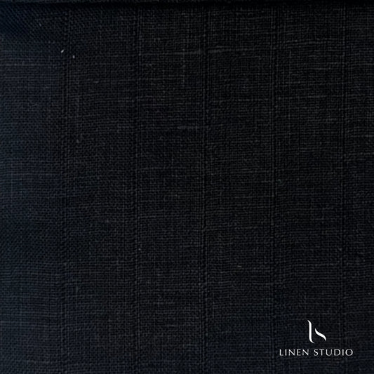 Jet Black Self Stripe - Pure Linen 70 Lea - Linen Studio