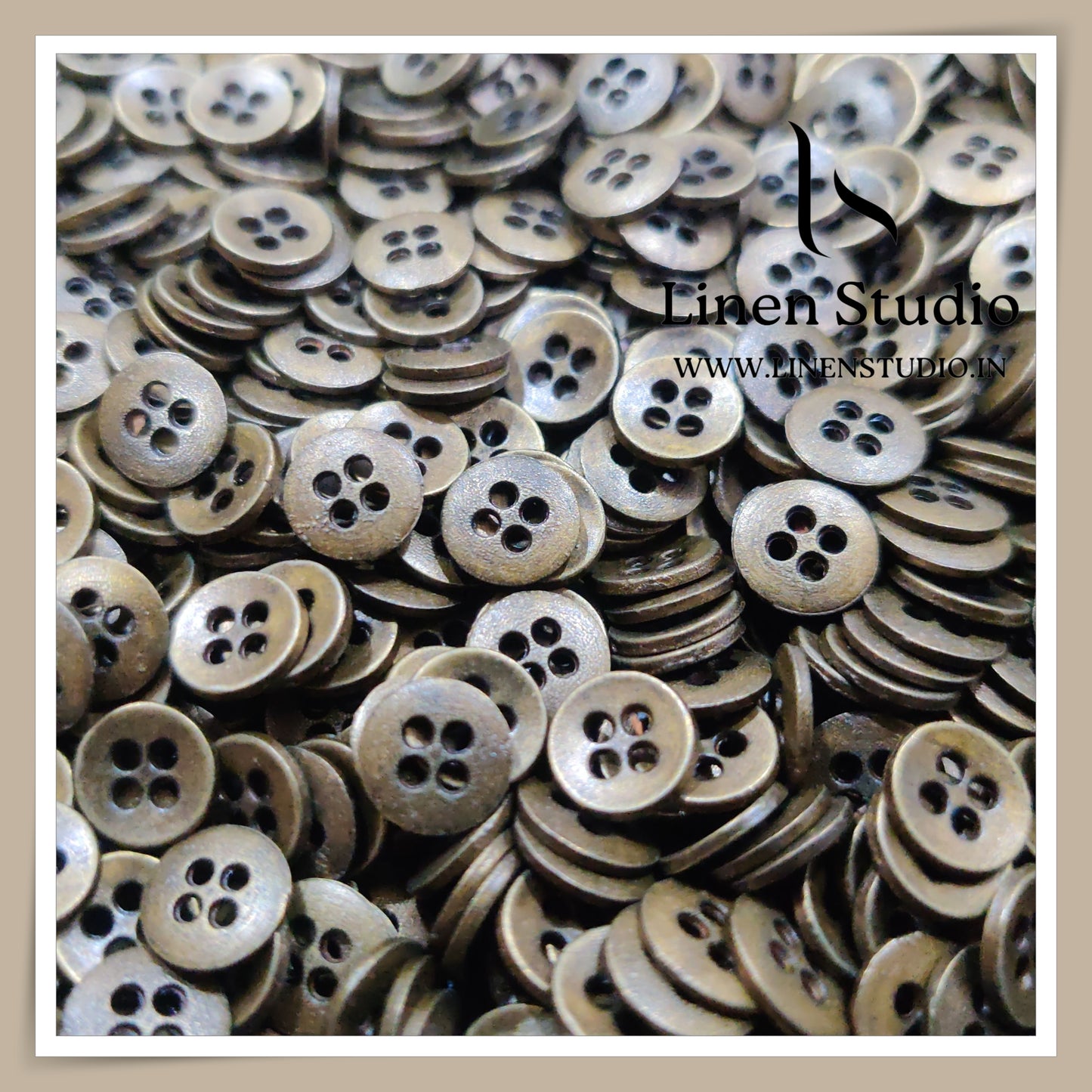 Round Rim 4 Hole Metal Shirt Buttons - Brass 16L 239g LF