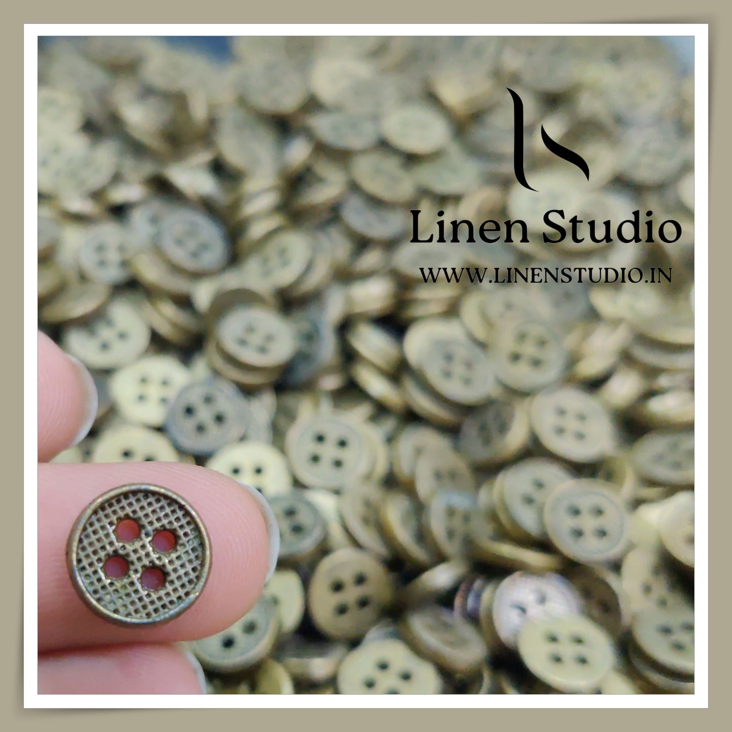 Round Rim 4 Hole Metal Shirt Buttons - Brass 16L 24g LF