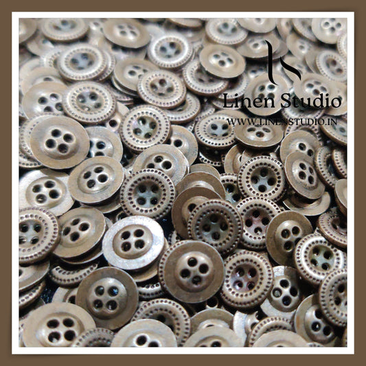 Round Rim 4 Hole Metal Shirt Buttons - Brass 18L 18g LF