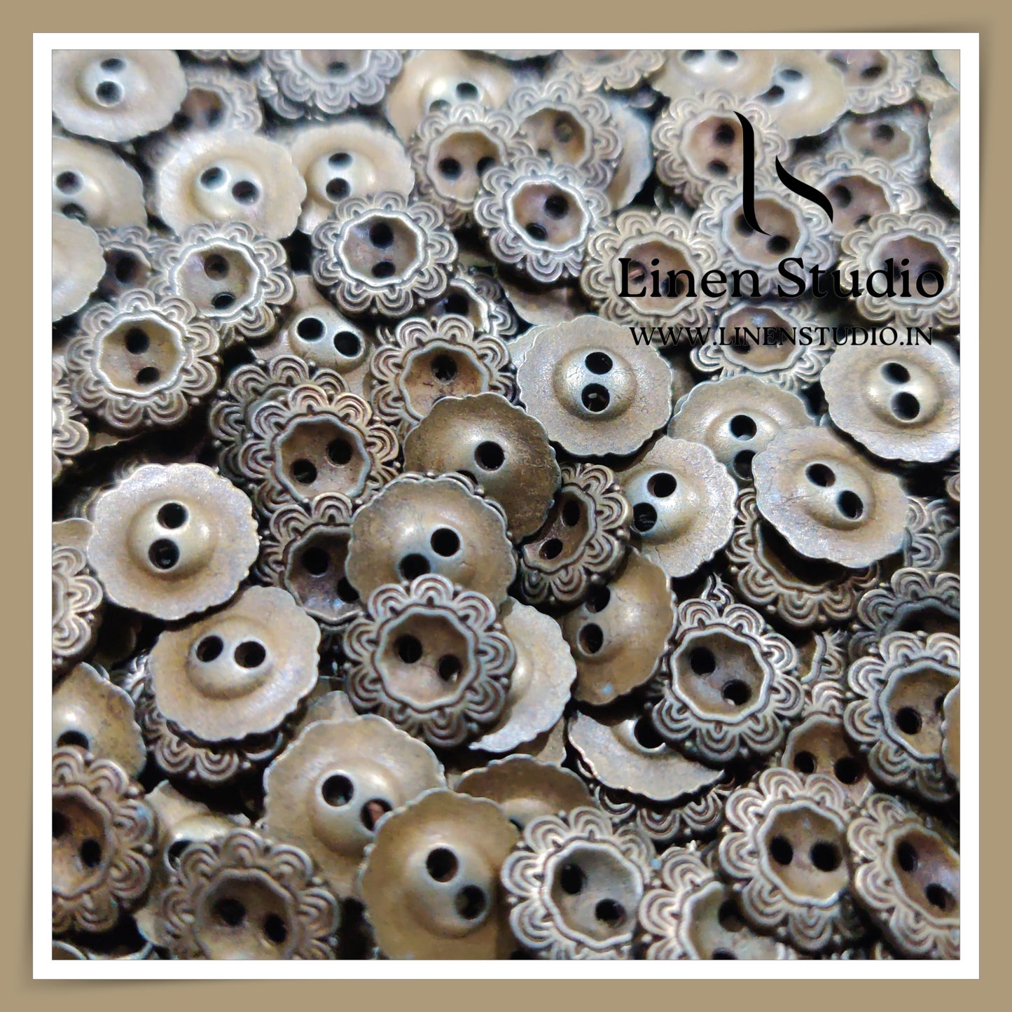 Round Rim 2 Hole Metal Shirt Buttons - Brass 20L 20g LF