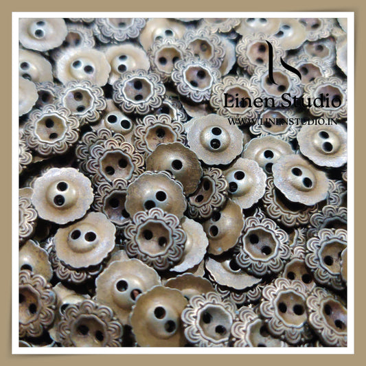 Round Rim 2 Hole Metal Shirt Buttons - Brass 20L 20g LF