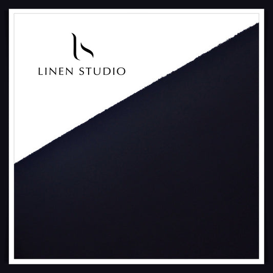 Cotton Blended Shirting by British Micros - Dark Navy Plain (50% SALE)