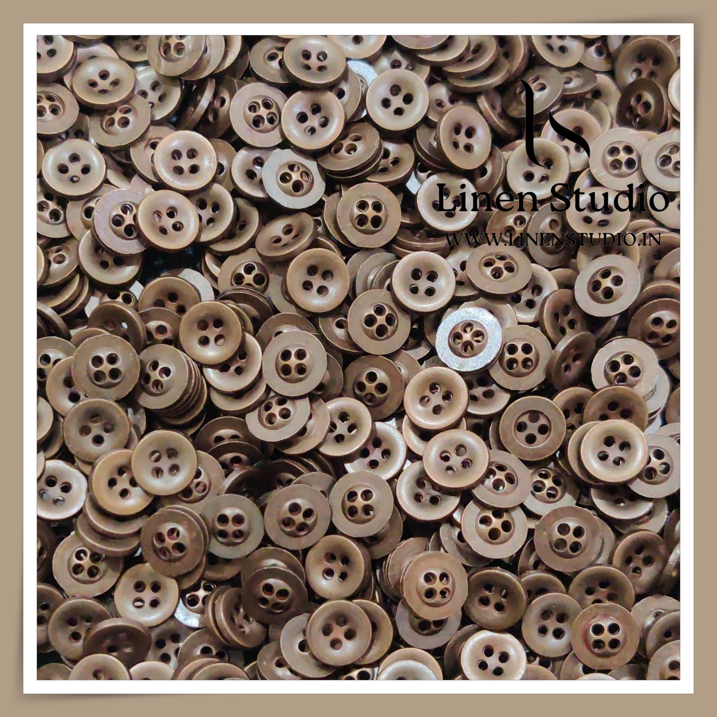 Round Rim 4 Hole Metal Shirt Buttons - Brown 16L 19g LF