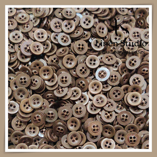 Round Rim 4 Hole Metal Shirt Buttons - Brown 16L 19g LF
