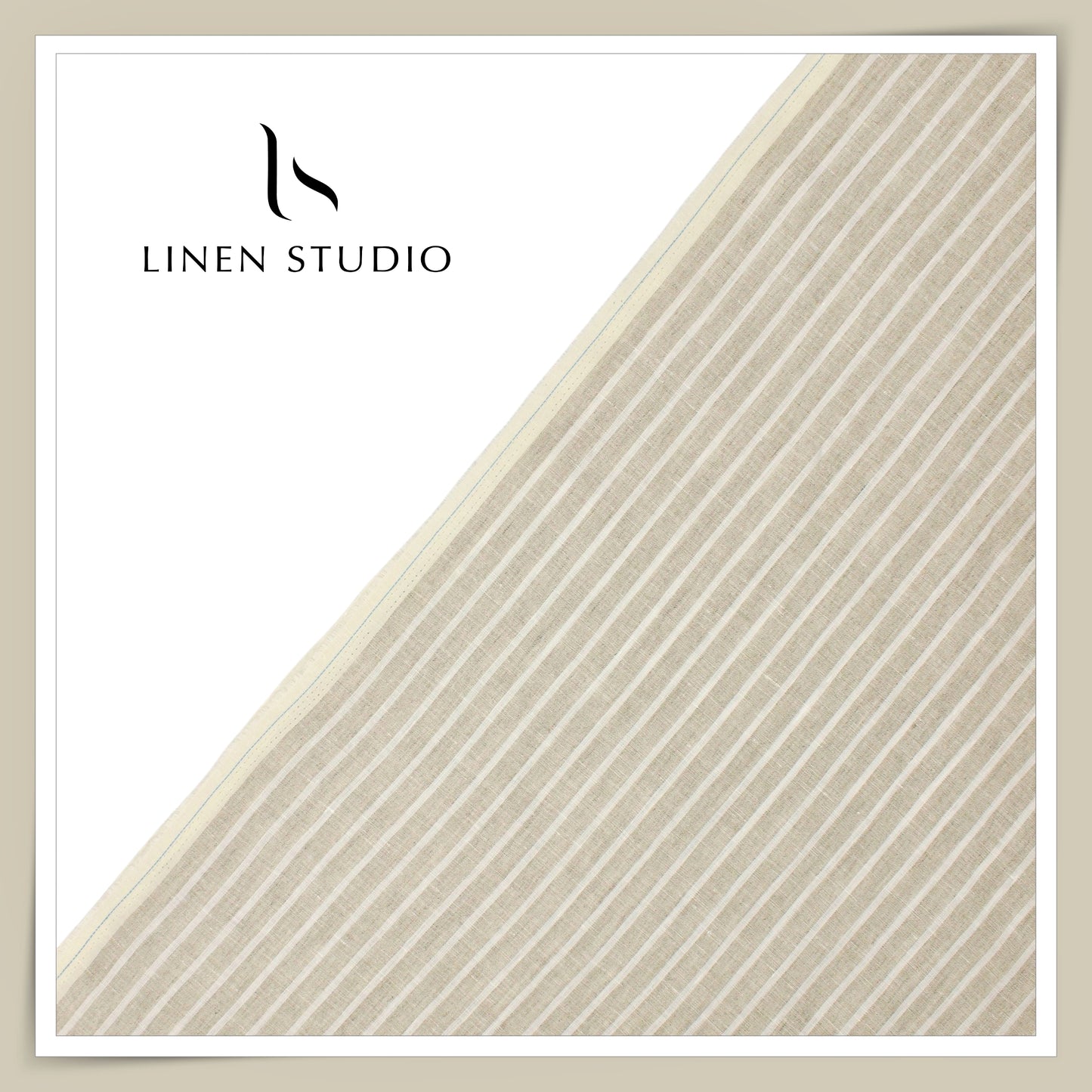 Linen Club 60 Lea Pure Linen Shirting W/O SEL - Natural & White Stripes (30% SALE) (NEW)