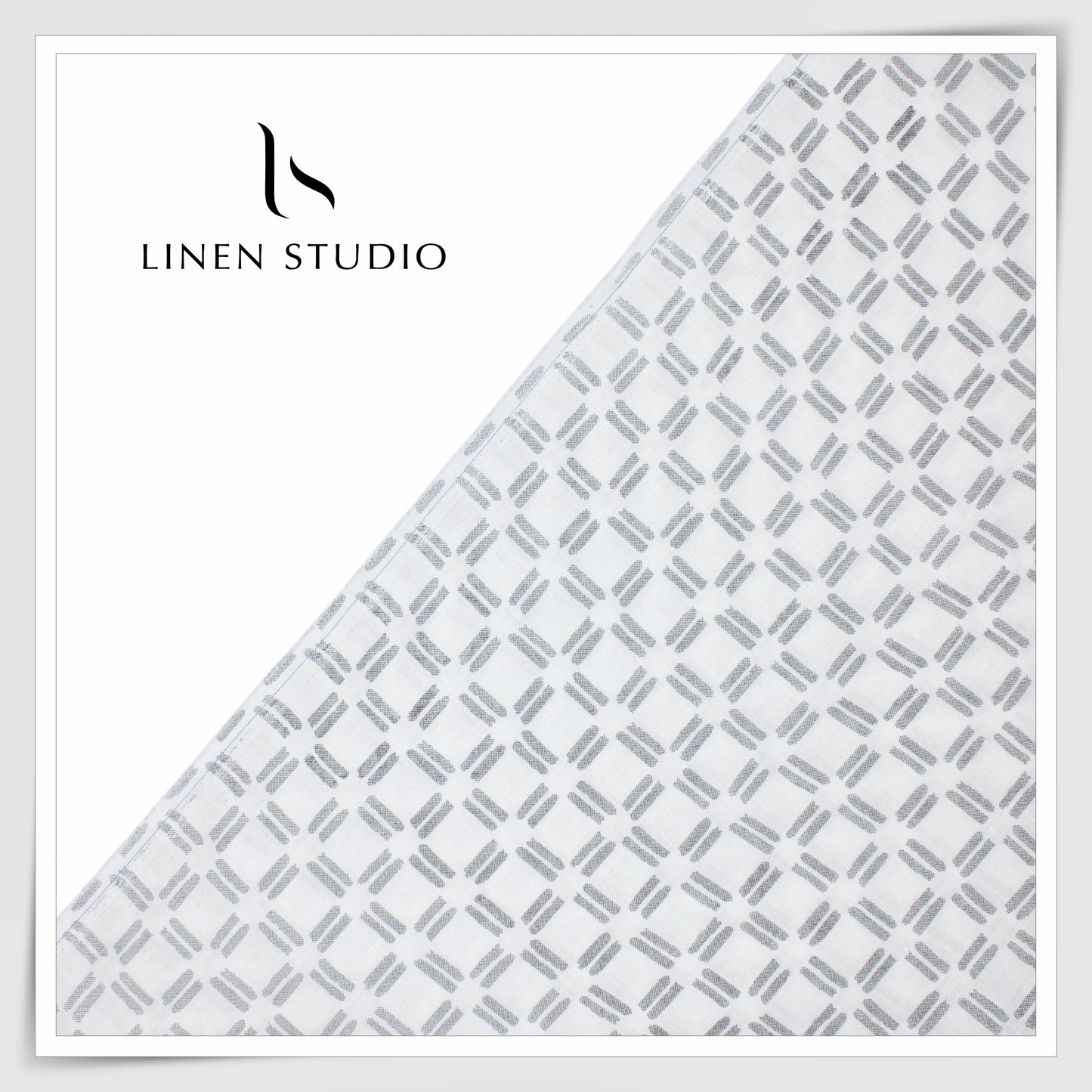 Linen Club 60 Lea Pure Linen Shirting W/O SEL - White Print (30% SALE) (NEW)