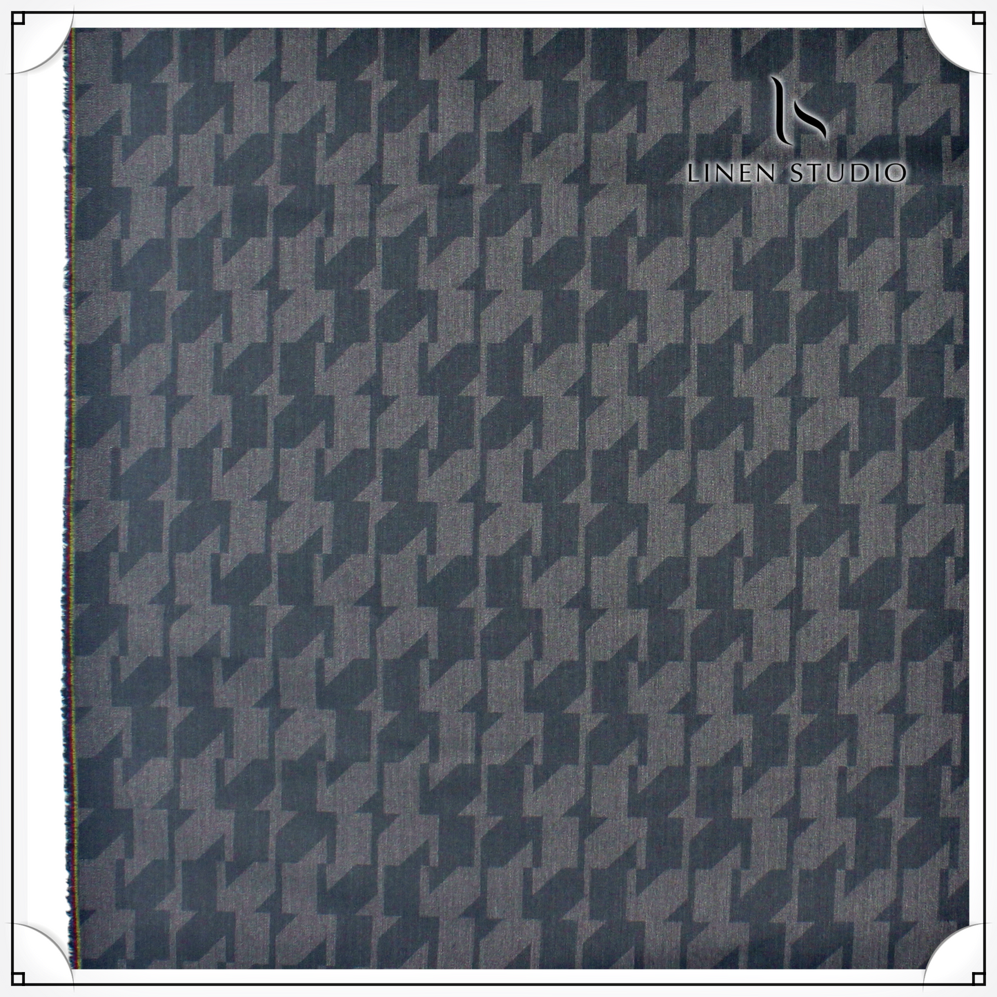 Houndstooth Check Imported Fabric - Grey - Linen Studio