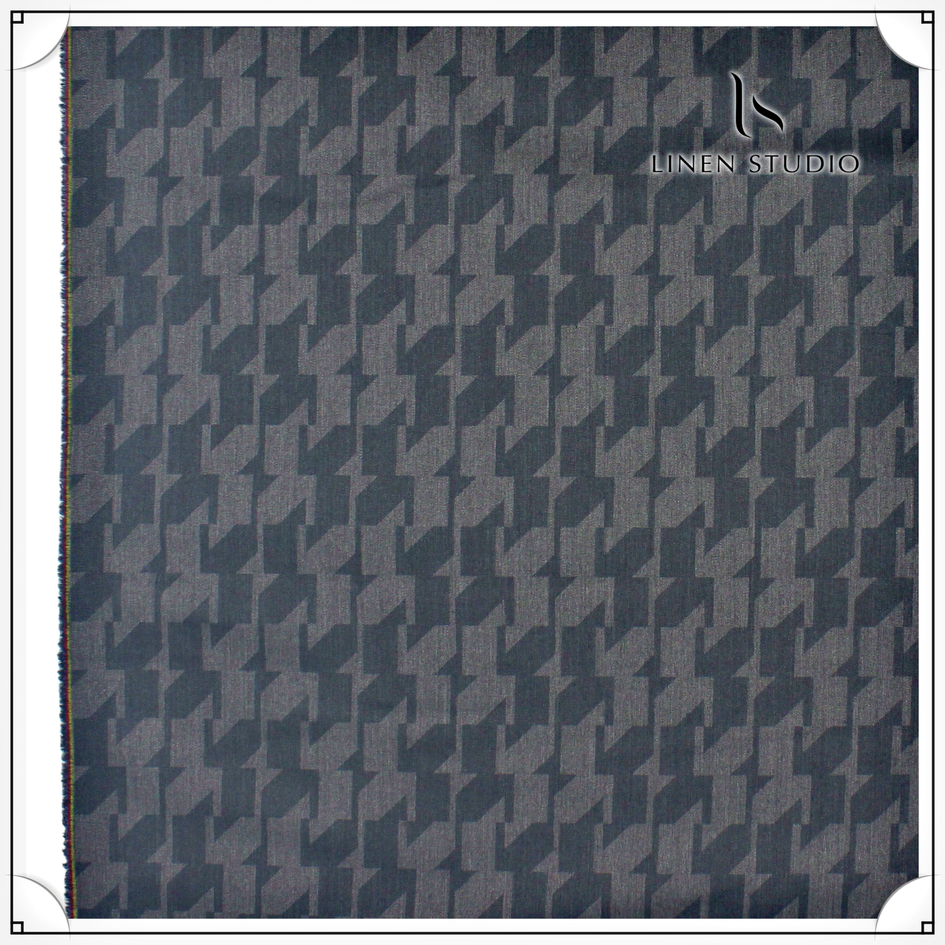 Houndstooth Check Imported Fabric - Grey - Linen Studio