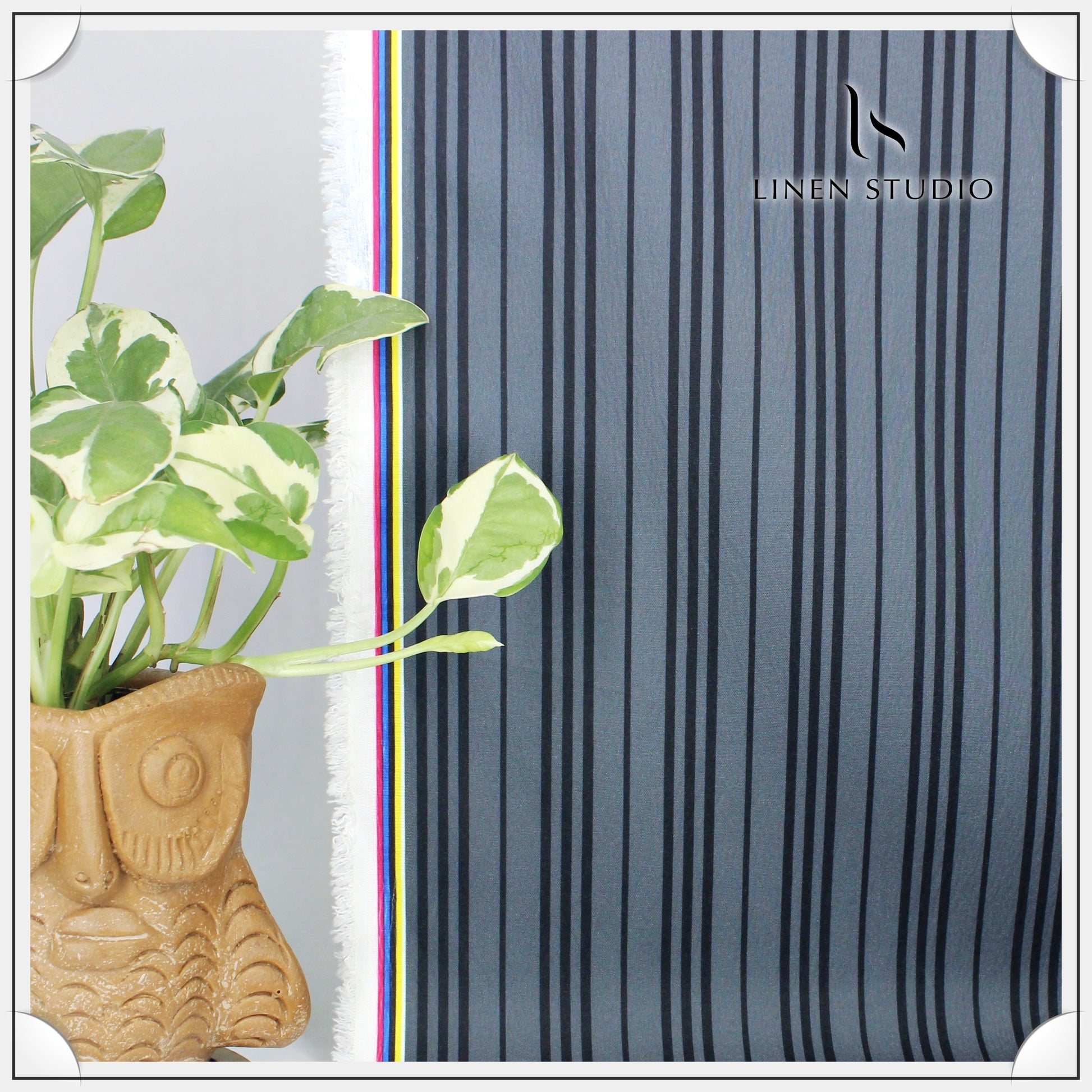 Imported Cotton Blend G/B Stripes - Linen Studio