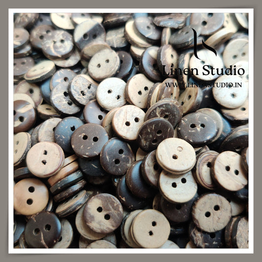 Round Rim 2 Hole Wood And Coconut Shirt Buttons - Coconut buttons 16L