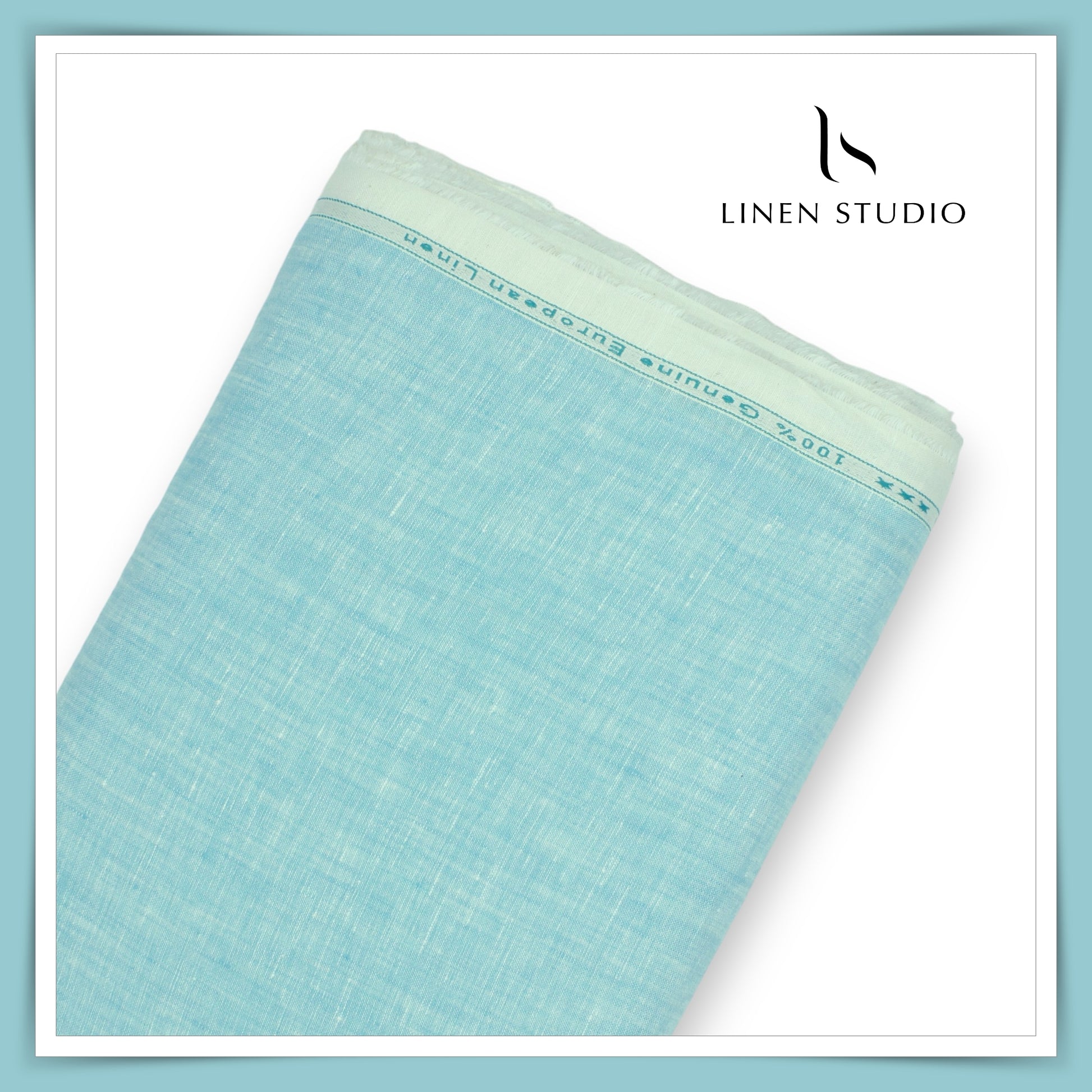60 Lea Pure European Linen - Blue Plain - Linen Studio