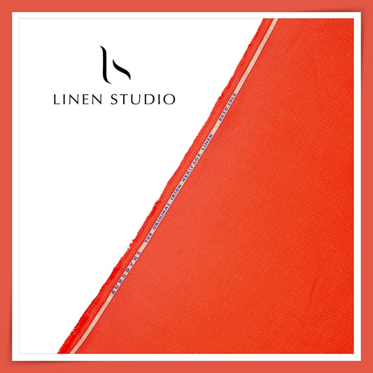 Burgoyne 40 Lea Pure Linen Heavy Knitted Suiting - Grapefruit Orange (NEW) (65% SALE)