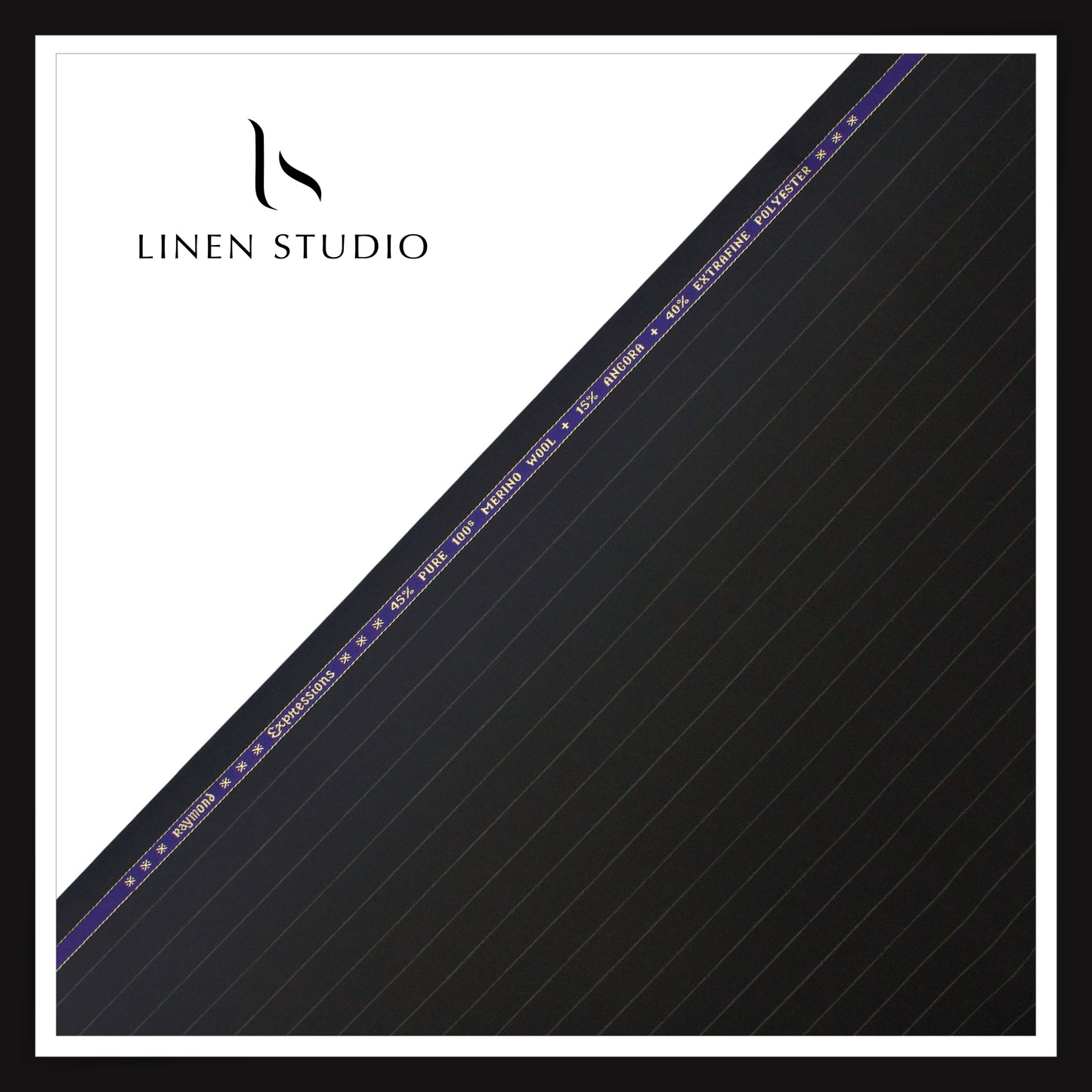 Raymond Expressions 100's Merino Wool Suiting - Black Classic Stripes (NEW) (Last Few Mtrs)