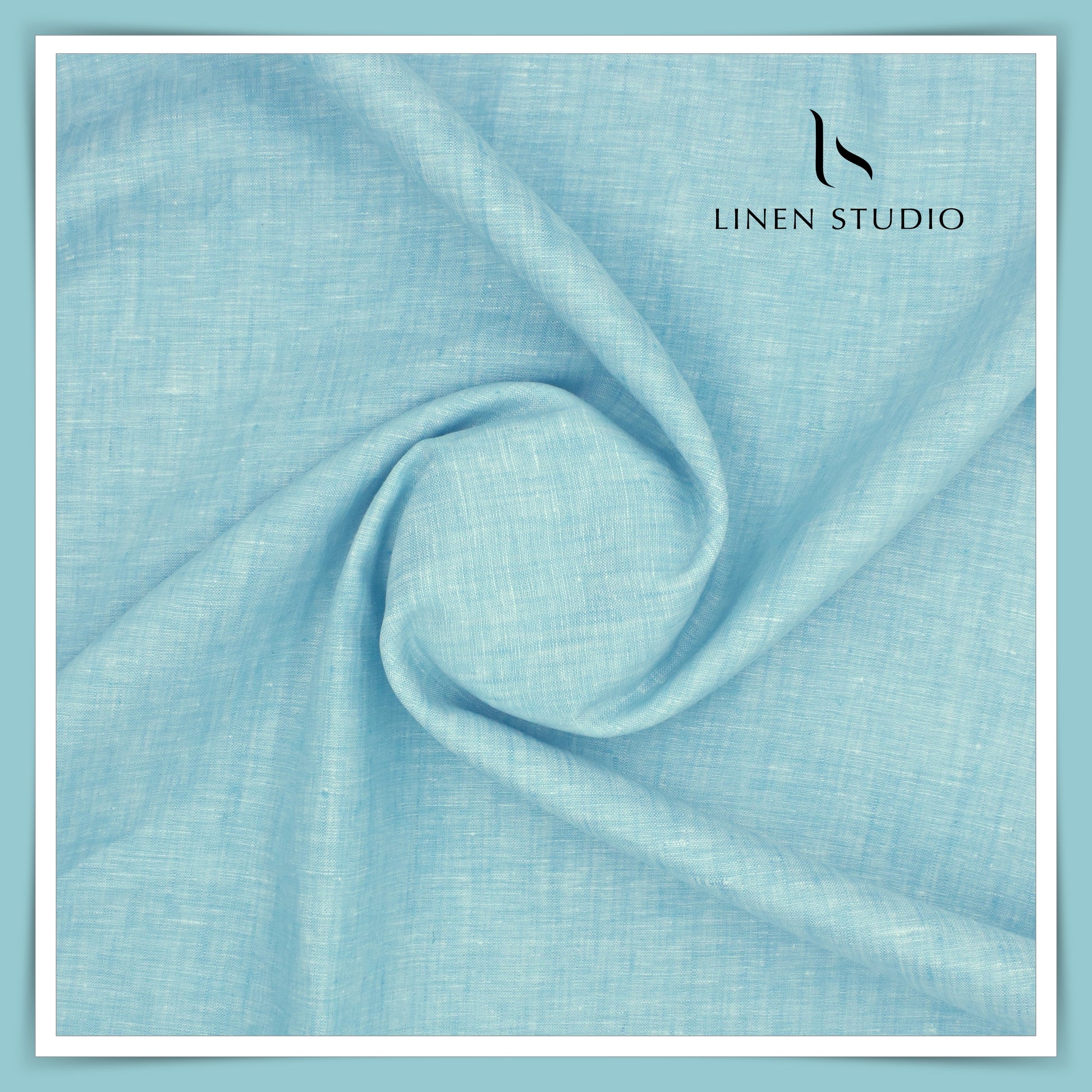 60 Lea Pure European Linen - Blue Plain - Linen Studio
