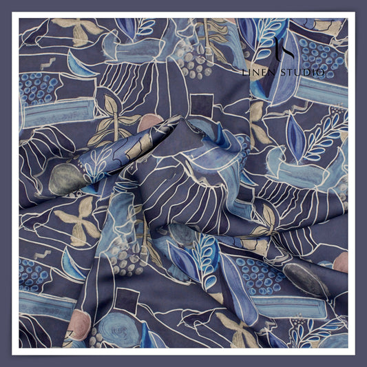 Silk & Giza Cotton Printed Premium Wrinkle Free Shirting by D&J Italy - Conceptual (NEW)