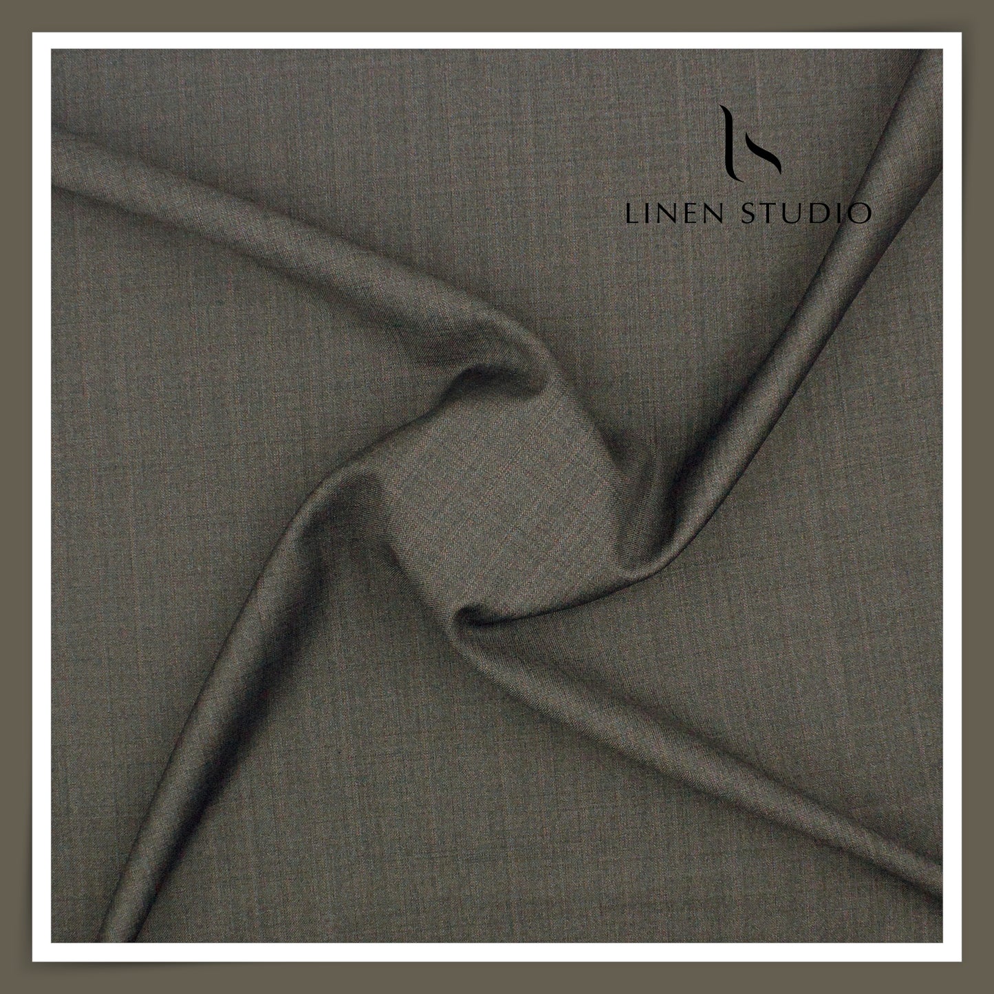 Wool Suiting by D&J - Brownish Grey with Very Subtle Stripes (Zoom In) (NEW)