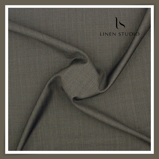Wool Suiting by D&J - Brownish Grey with Very Subtle Stripes (Zoom In) (NEW)