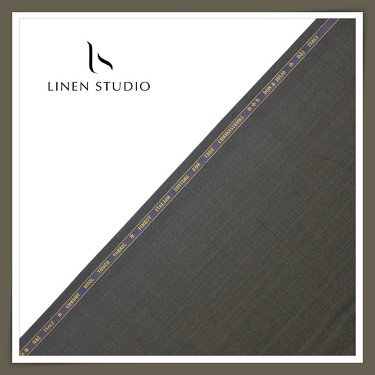 Wool Suiting by D&J - Brownish Grey with Very Subtle Stripes (Zoom In) (NEW)