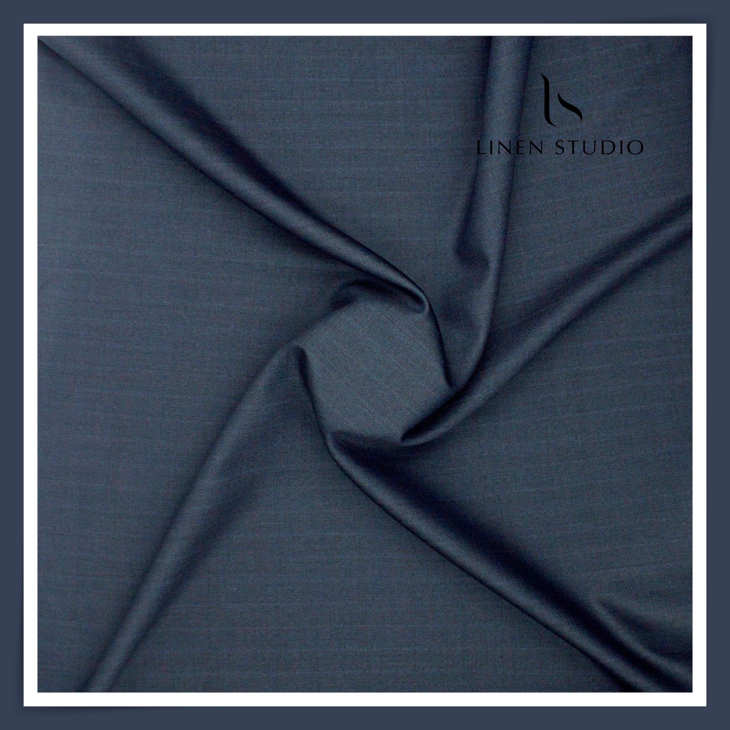 Wool Suiting by D&J - Dark Tuna Blue with Very Subtle Stripes (Zoom In) (NEW)