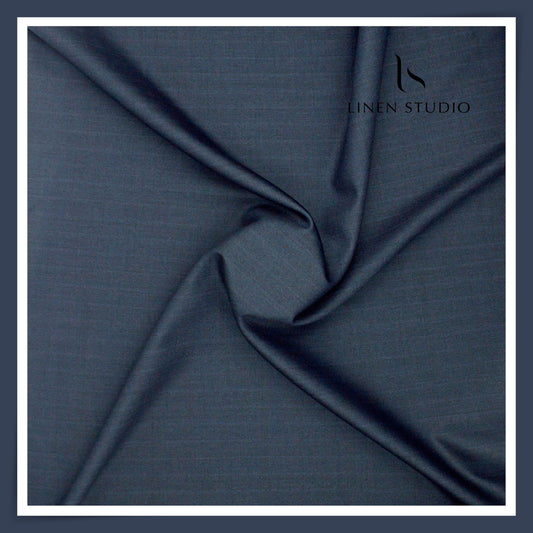 Wool Suiting by D&J - Dark Tuna Blue with Very Subtle Stripes (Zoom In) (NEW)